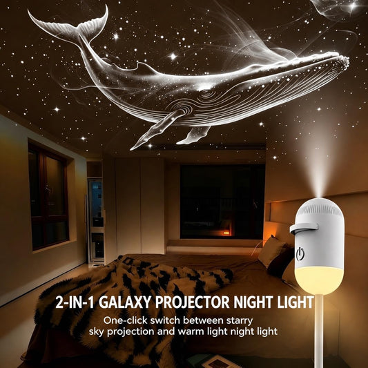 2-In-1 Galaxy Projector Night Light, USB Starry Sky Night Light Projector for Bedroom, Mini LED Ceiling/Wall Projection Lamp with 360° Rotation, for Kids Adults Gifts (6 Slides)