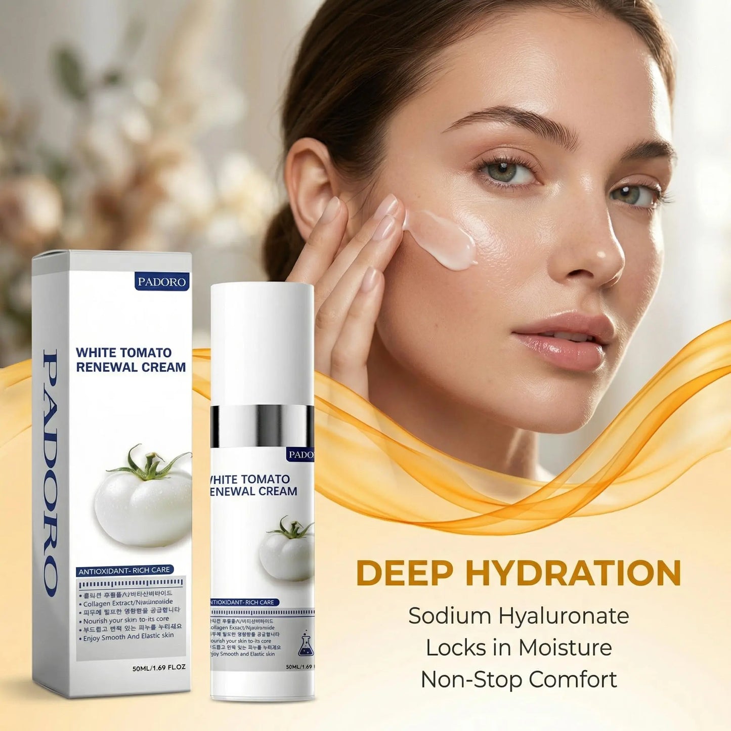 [Padoro]White Tomato Cream / Youthful Formula Ultimate Moisturizing Cream / anti Wrinkle Moisturizer / Collagen, Niacinamide, Centella Asiatica, Hyaluronic Acid / Wrinkles, Skincare Hydrating Daily Moisturizer Moisture Hydrate(50Ml/1.69Fl Oz)